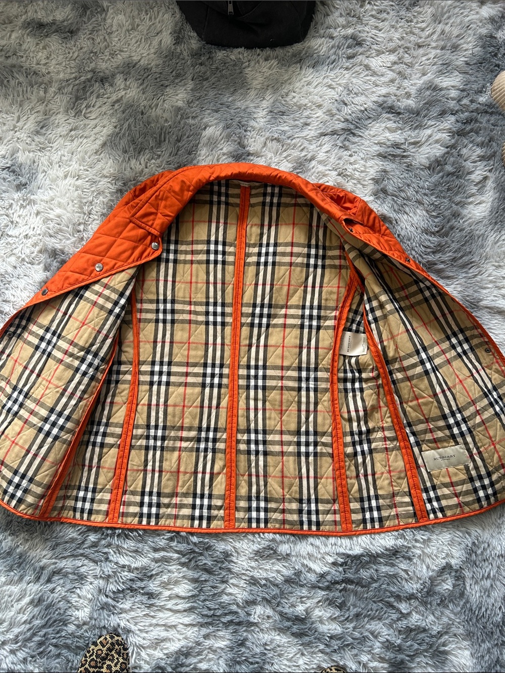 🏴󠁧󠁢󠁥󠁮󠁧󠁿 Burberry Quilted Orange Jacket with Nova Check lining